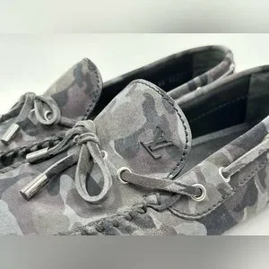 Louis Vuitton Gray Suede Camo Pattern Arizona Loafers Size 10.5 LV/11.5 USA Louis Vuitton Gray Suede Camo Pattern Arizona Loafers Size  main image 4